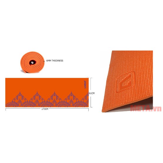 Thảm tập Yoga PVC hoa văn 6ly - Loại đẹp