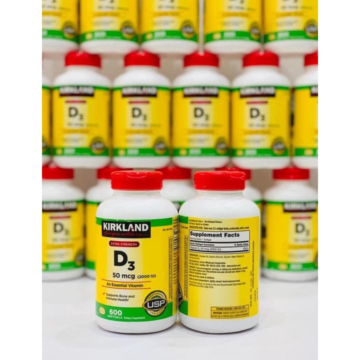 Viên Uống Vitamin D3 Kirkland Extra Strength Mỹ 50mcg 600 Viên