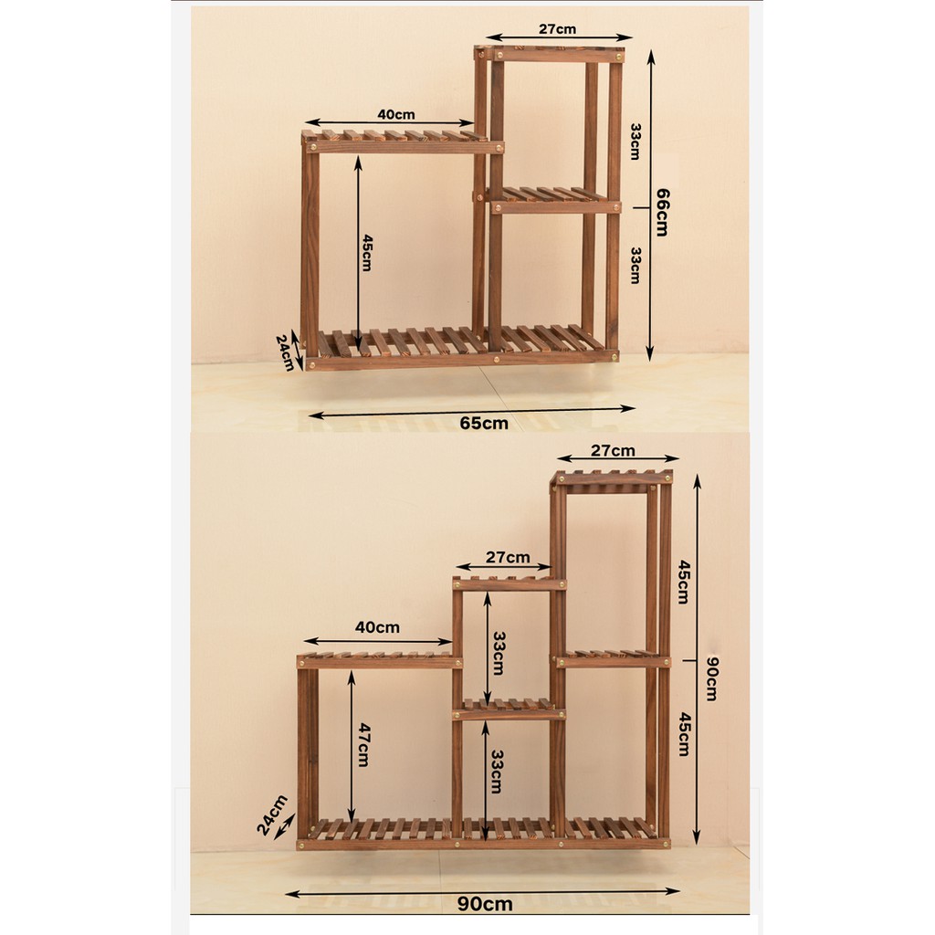 Kệ để cây cảnh 4 sàn vuông 65x24x65