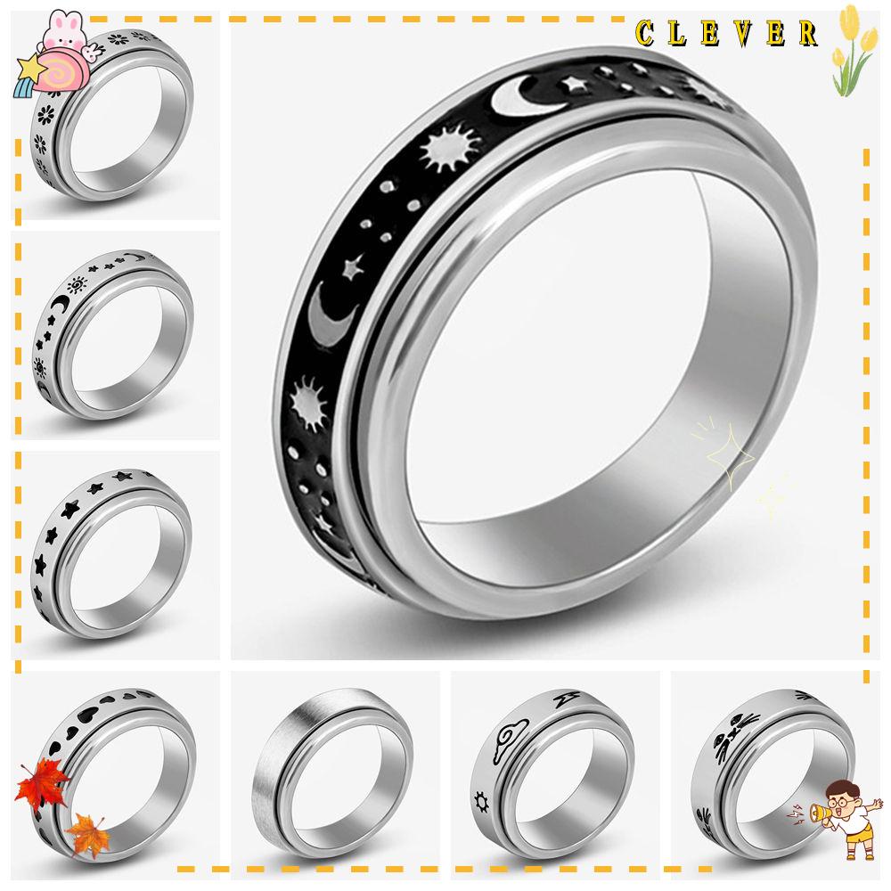 CLEVER Fashionable Anti-stress Stainless Steel Swivel Ring For Men And Women