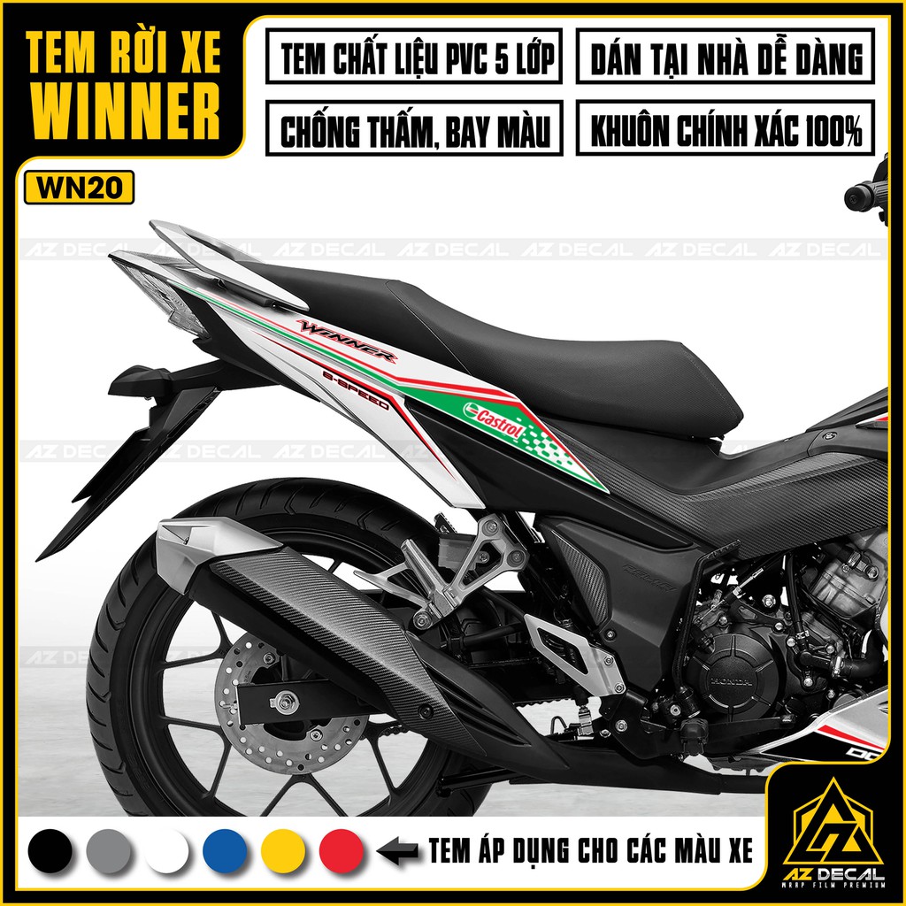 Tem Xe Winner V1/150 Mẫu Castrol | WN20 | Tem Rời Chất Liệu Decal PVC Chống Nước - Áp Dụng Nhiều Màu Xe