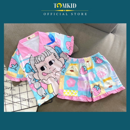 Pijama lửng cho bé gái hàng thun lạnh 3D chuẩn loại 1 9-40Kg TomKids