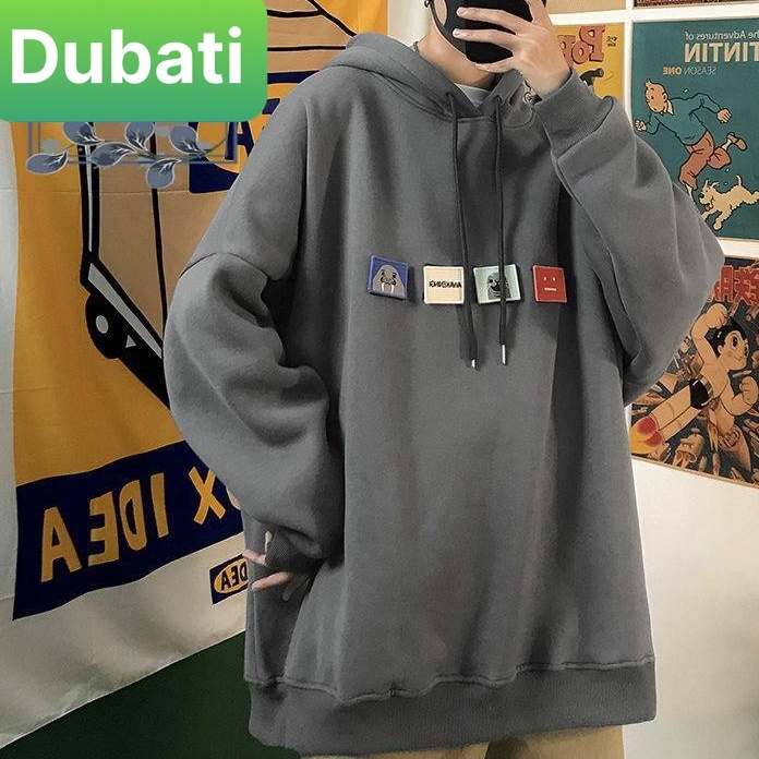 ÁO KHOÁC NỈ HOODIE NAM NỮ HỌA TIẾT HOẠC HÌNH STICKER LOGO PATCH NHẬT BẢN FROM RỘNG- DUBATI FASHION