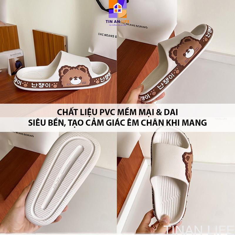 Dép Quai Ngang Hình Gấu Chữ Hàn Êm Chân, Đi Dạo, Mang Trong Nhà, Bám Sàn Không Trơn Trượt
