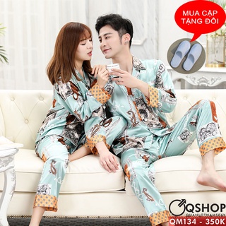 Bộ đồ ngủ pijama cặp đôi lụa satin mềm QM134