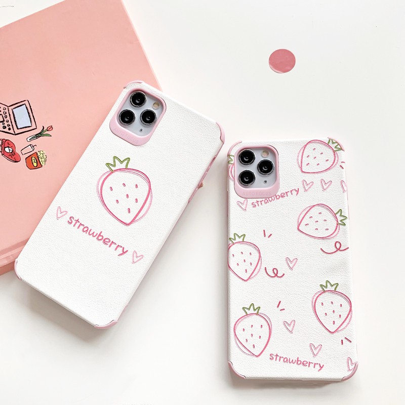 Ốp lưng iphone Dâu mùa hè da viền chống va đập 5/5s/6/6plus/6s/6splus/7/7plus/8/8plus/x/xr/xs/11/12/pro/max/plus/promax | BigBuy360 - bigbuy360.vn