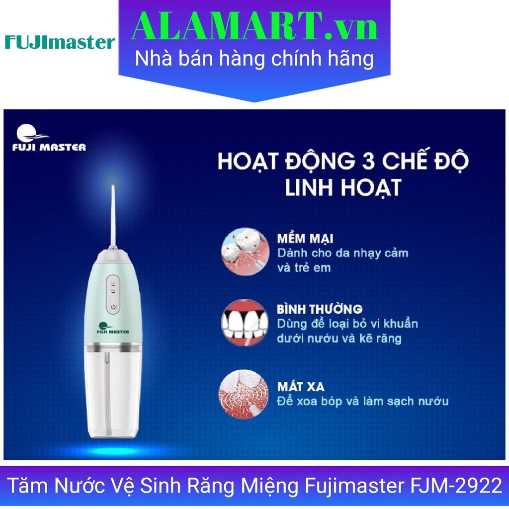 Máy tăm nước cầm tay vệ sinh răng miệng Fujimaster FJM-2922 3 chế độ (Tặng 4 đầu vệ sinh) - bảo hành 12 tháng