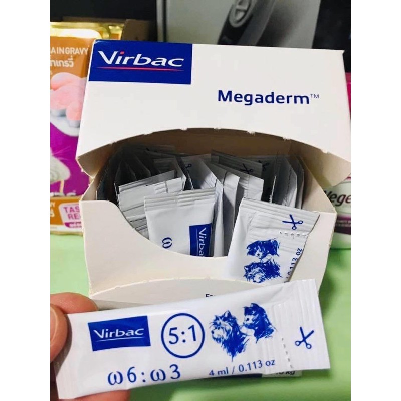 Megaderm Virbac dưỡng da dưỡng lông cho chó mèo / Hộp 28 gói