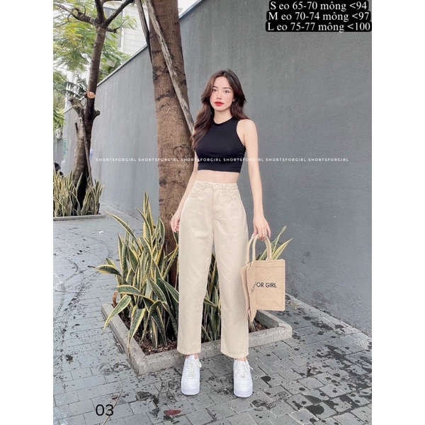 Quần Baggy Nữ Kaki Cạp Cao Ulzzang - Hình chính chủ mẫu cầm túi tên shop