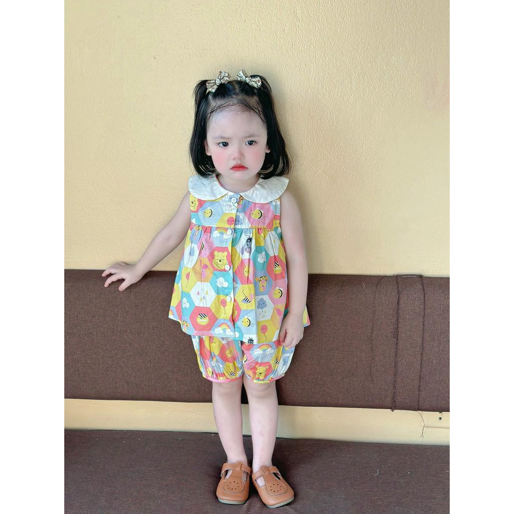 Bộ hè sát nách cổ sen cho bé gái 1-5 tuổi (Mã 374)