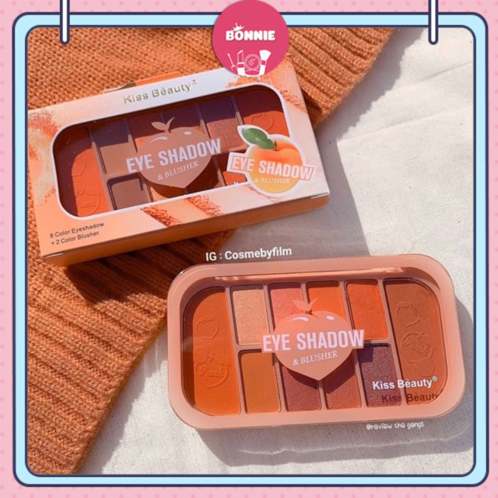 Bảng phấn mắt🍑FREESHIP🍑bảng mắt nhũ Trang Điểm Kiss Beauty Gồm 8 Ô Phấn Mắt + 2 Ô Phấn Má Tiện Dụng
