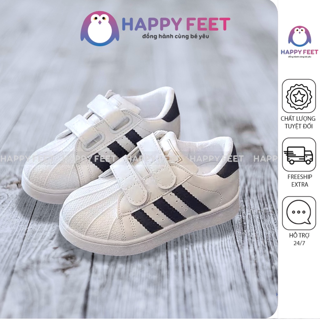 Giầy 3 sọc trẻ em dáng thể thao đế mềm Happy Feet dành cho bé trai bé gái 2-9 tuổi- HF001