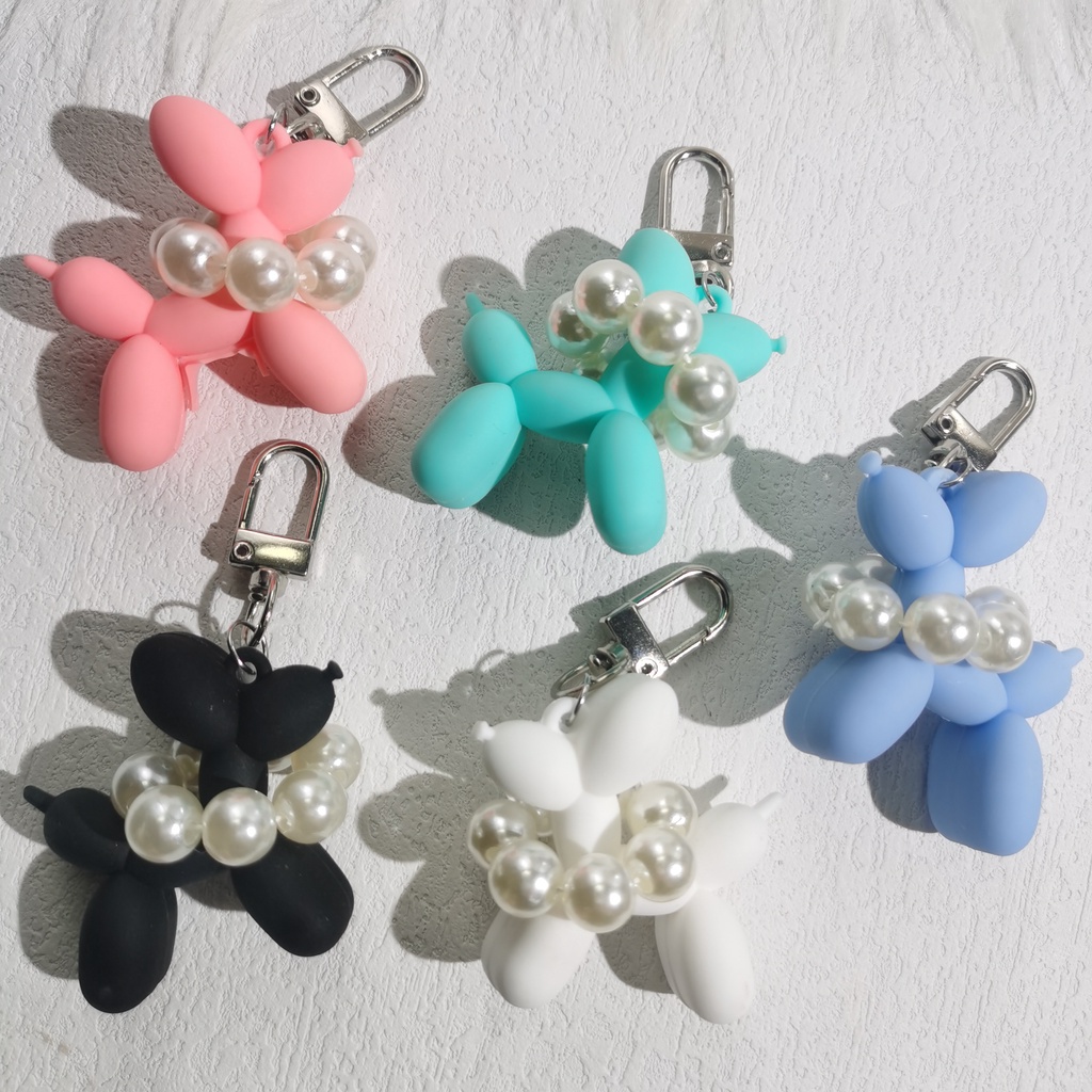 Ốp Bảo Vệ Hộp Đựng Tai Nghe Airpods Hình Chú Chó Và Bong Bóng Đính Ngọc Trai Xinh Xắn