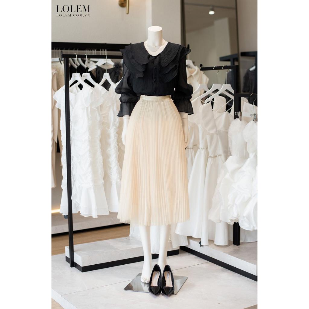 Chân váy xếp ly dài LOLEM CVX374 form xòe freesize chất lưới nhũ thoáng mát