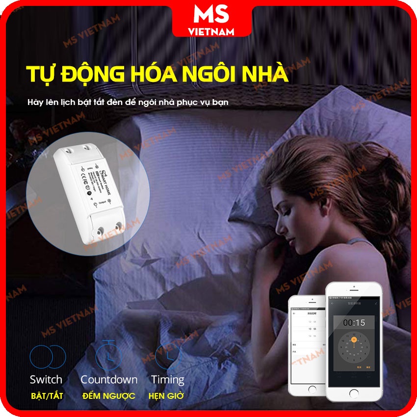 Công Tắc Wifi Thông Minh Tuya  Single - SmartHome Giá Rẻ - App Tuya - 3G, 4G - 2200w - BH 1 Đổi 1 - MS Vietnam