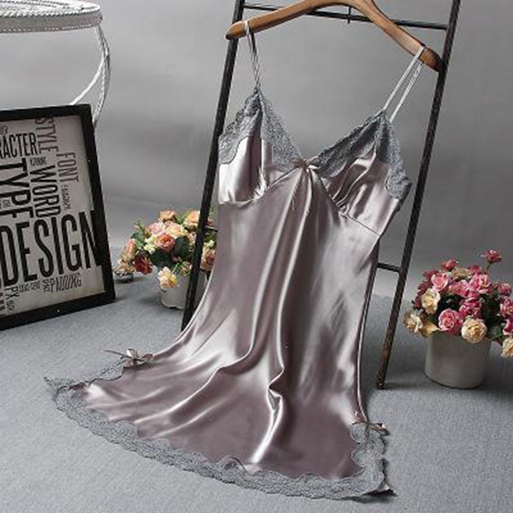 Đầm ngủ phi bóng hai dây cổ chữ V thời trang quyến rũ cho nữ