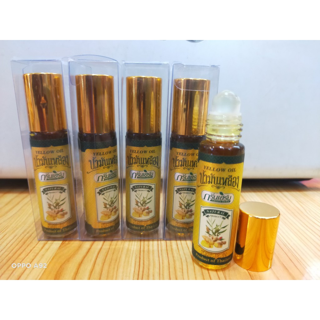 Dầu Nóng Yellow Oil Green Herb Thái Lan (Sâm Nghệ Gừng Sả)