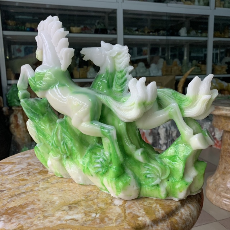 Tượng Song Mã Đá Đúc - ngang 30cm, cao 24cm