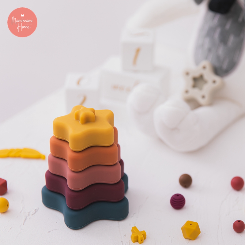 Đồ chơi khối lắp ráp MAMIMAMIHOME bằng silicone cấp thực phẩm giáo dục sớm cho bé