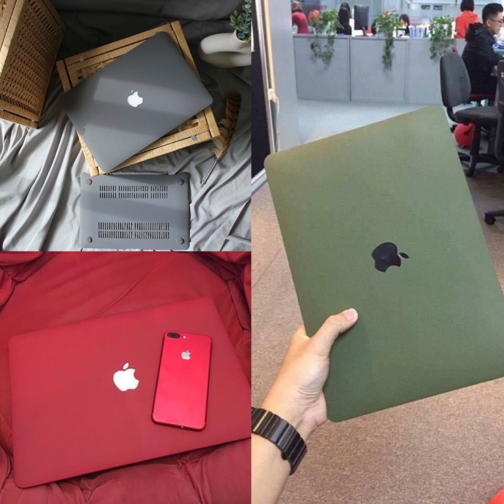 Combo (5 in1) Case - Ốp Macbook Kèm Phủ Phím Quốc Tế Đủ Màu (Tặng Nút Chống Bụi+ Kẹp Chống Gãy Sạc)