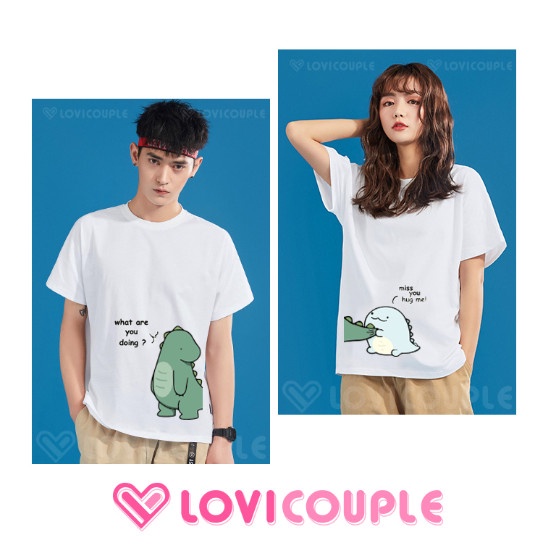 [Dòng Cao Cấp] Áo Thun Cặp Khủng Long Dino Cute DB001 (Kèm Ảnh Thật)