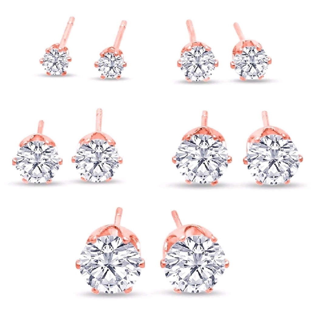 『Mango』1 đôi Khuyên Tai Bằng Thép Y Tế Đính Đá Zircon 3mm 4mm 5mm Mạ Vàng  bông tai A117