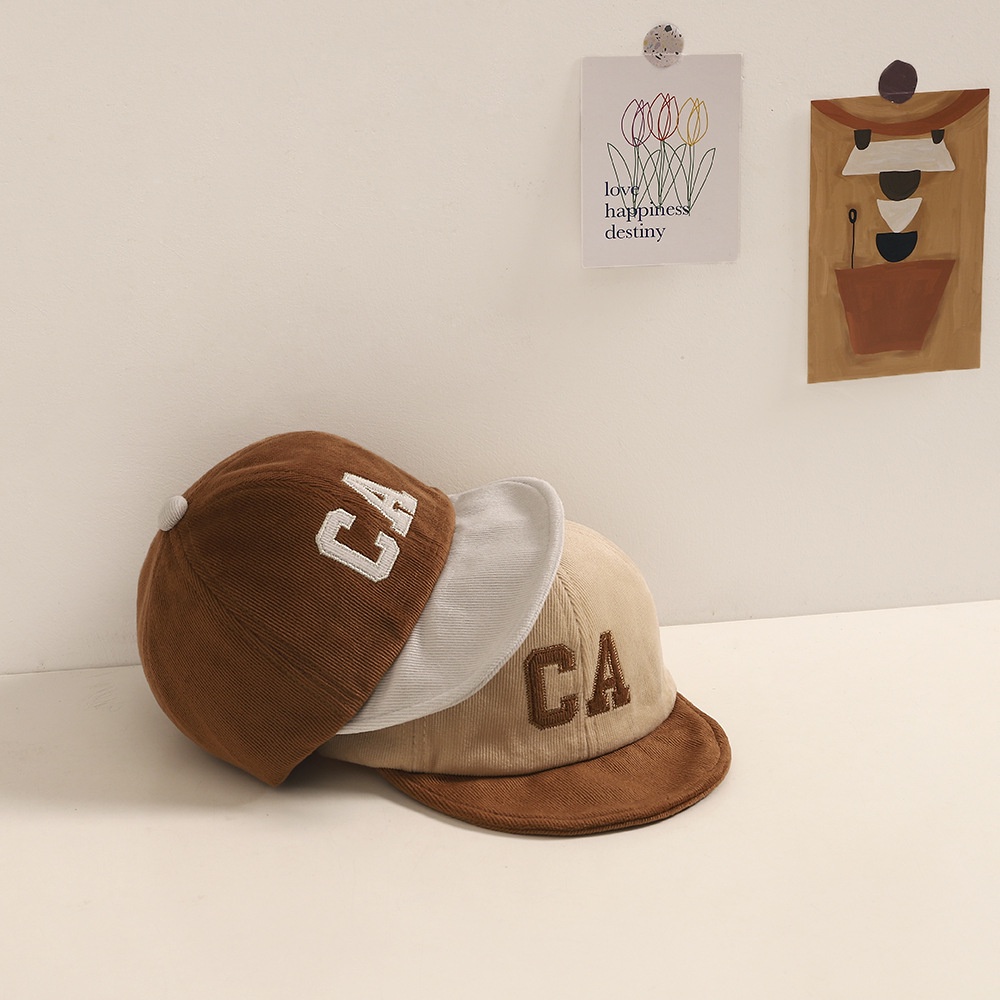 Mũ Lưỡi Trai Nhung Kẻ Thêu Chữ Nhiều Màu Sắc Phong Cách Hàn Quốc Dành Cho Trẻ Nhỏ