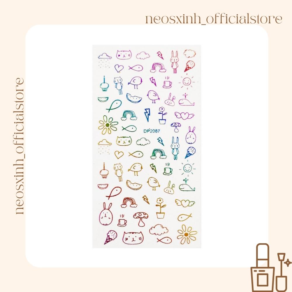 Sticker Dán Móng Tay Mèo Cầu Vòng DP2087-2094 Cute Hot Trend - Hình Dán Móng - Neosxinh Nails