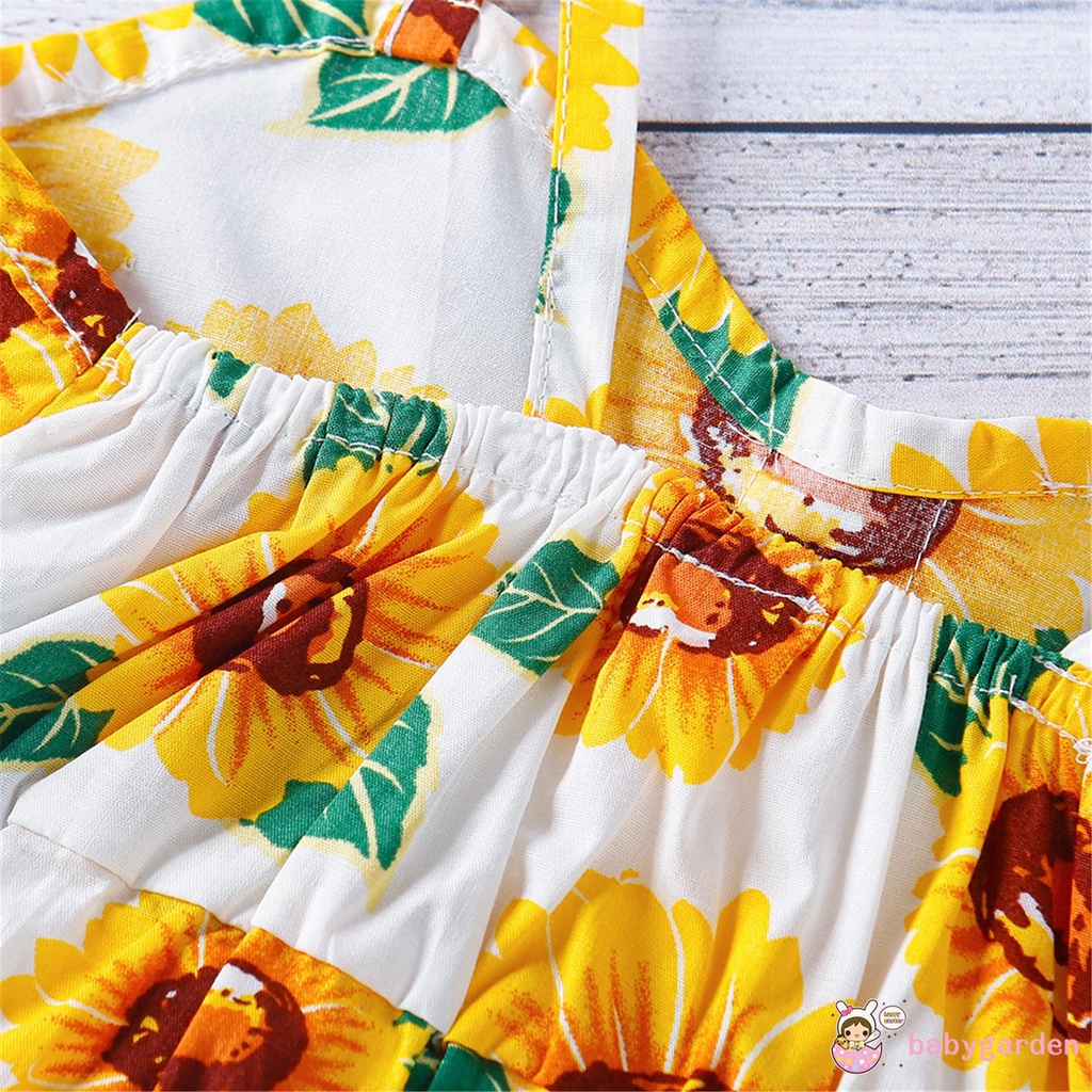 Áo Hoa Hướng Dương + Váy Dây Cho Bé Gái