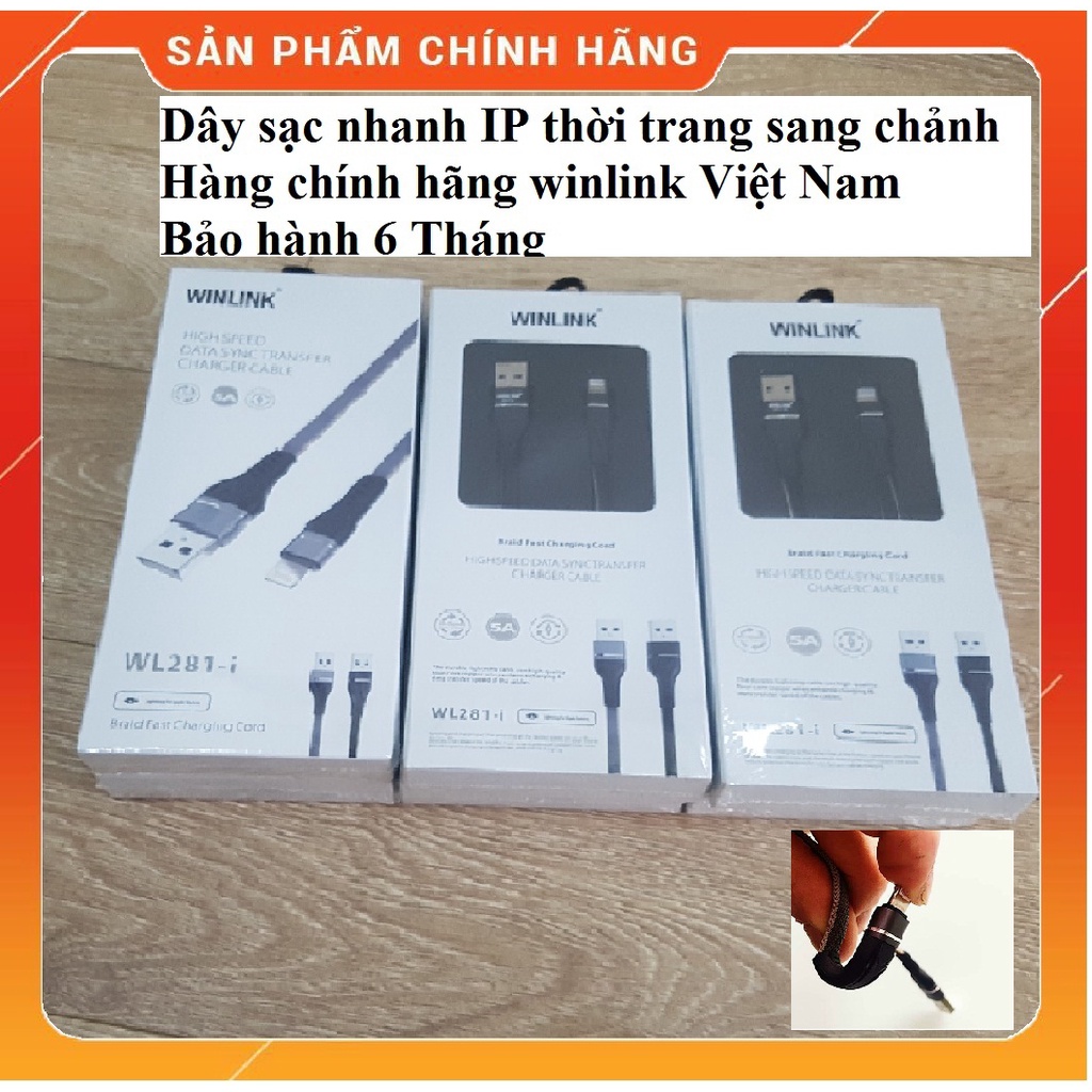 BÁN LỖ LẤY TƯƠNG TÁC Dây cáp sạc nhanh IPwinlink dù dẹt chống đứt chống gãy thời trang w281 i gtek thiebisogtek