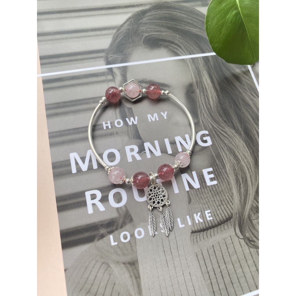Vòng Phong Thủy đ.á tự nhiên mix charm bạc 925. Hợp mệnh Kim - Mộc - Thủy - Hỏa - Thổ