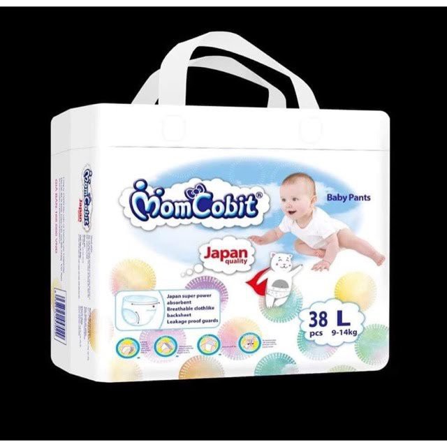Bỉm Quần Cho Bé Momcobit Size M40/L38/XL36/XXL34 Siêu Thấm Kiểu Dáng Ngang