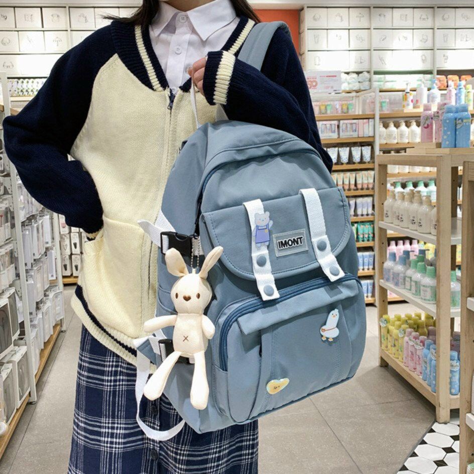 Balo đi học UlZZANG BASIC THỜI TRANG IMONT In hình Mèo xám Backpack Nhiều Ngăn Tiện Dụng  | CoolZy
