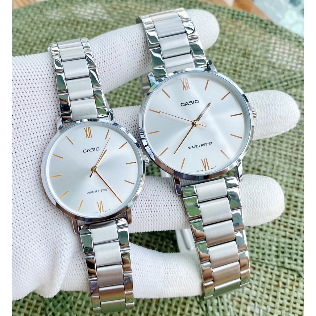 Đồng hồ Nữ Casio LTP-VT01D-7B, đồng hồ chính hãng, dây thép bạc mặt trắng