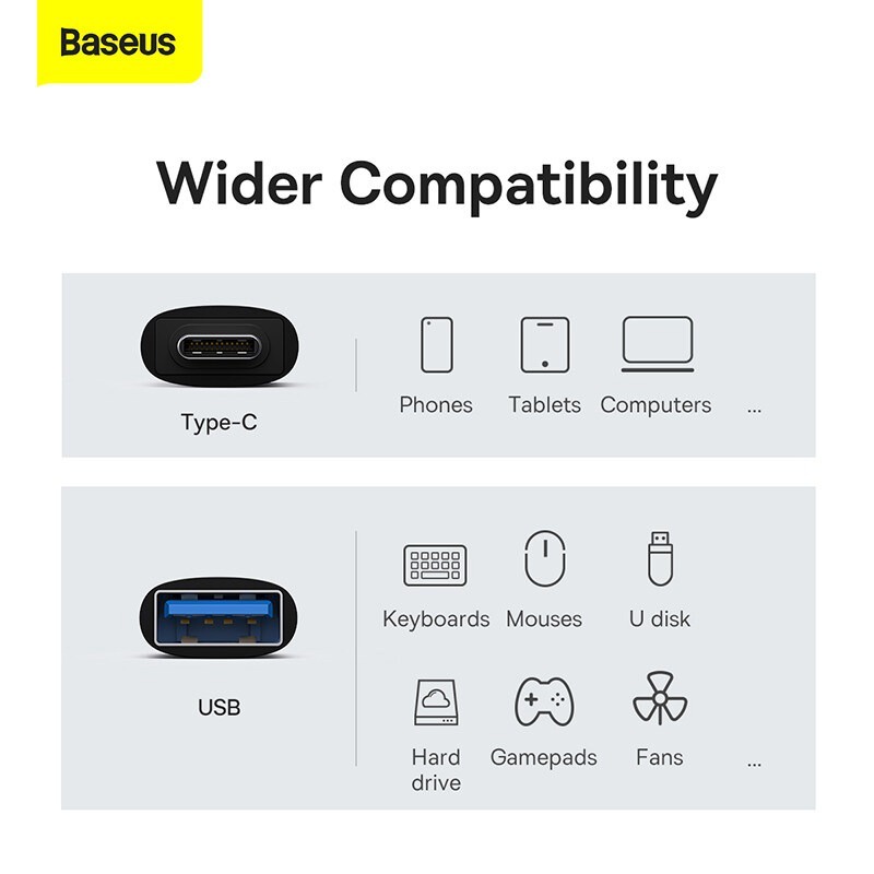 Baseus OTG Bộ chuyển đổi USB C sang USB A 10Gbps Đồng bộ hóa dữ liệu cho Macbook Samsung Xiaomi Oppo...