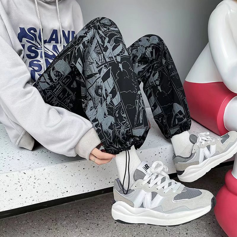 Quần thể thao ống rộng dây rút thời trang hiphop đường phố Nhật cho nam