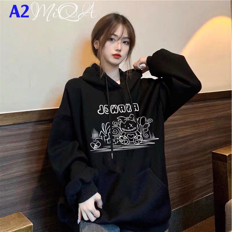 Áo Nỉ Bông Thời Trang UNISEX Hoạ Tiết Vẽ Đen Trắng Đơn Giản / HOODIE FREESIZE 💜 MiQa 💜 #28 | BigBuy360 - bigbuy360.vn
