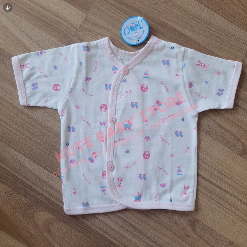 Áo sơ sinh Tay Ngắn Cài Xéo Họa Tiết JOU, chất vải cotton 100% cao cấp mềm, mịn, thoáng mát, hàng giao giống hình