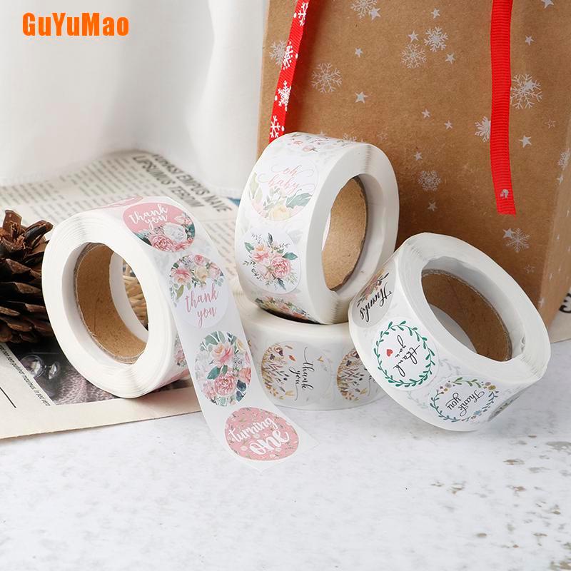 1 Cuộn 500 Nhãn Dán Chữ Thank You Kèm Hoa Cho Tiệc Cưới