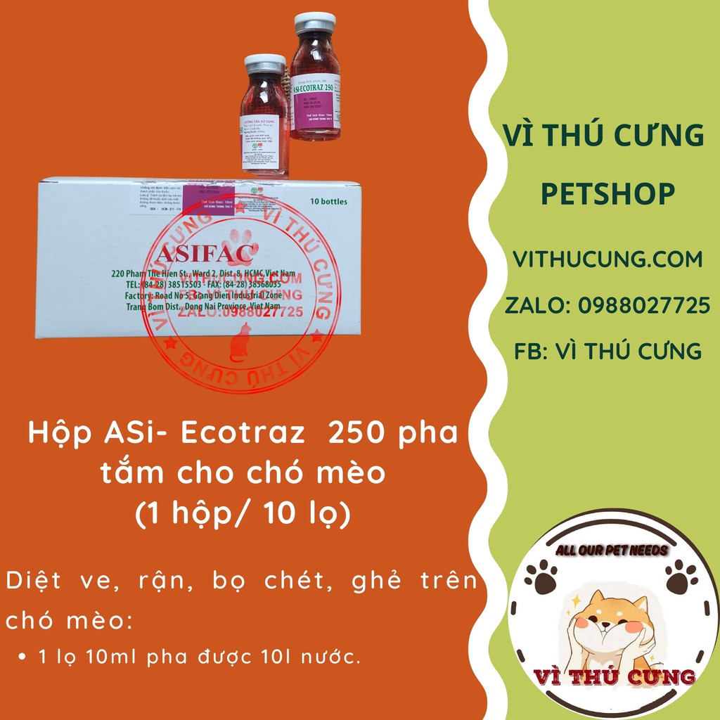Lọ pha tắm ECOTRAZ 250 10ML cho chó