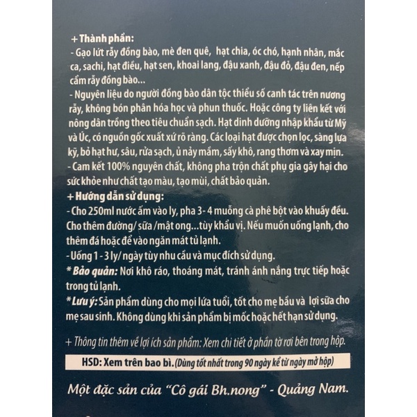 Bột gạo lứt mè đen rẫy nguyên chất không đường BH.Nong, siêu hạt ngũ cốc rẫy, thực dưỡng eatclean