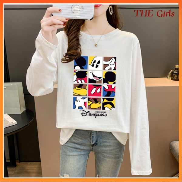 Áo Thun Nữ Dài Tay Plus Size Hình Mickey