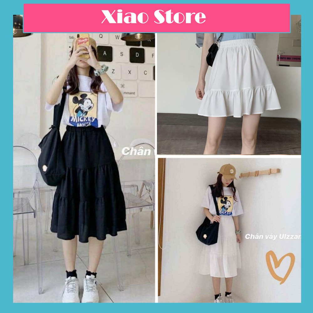 Chân Váy Dài Hai lớp Siêu Xinh Màu Đen - Chân váy chữ A xòe 3 tầng - Đầm Ngắn Nữ Chất Voan Kèm Lót 2 Màu