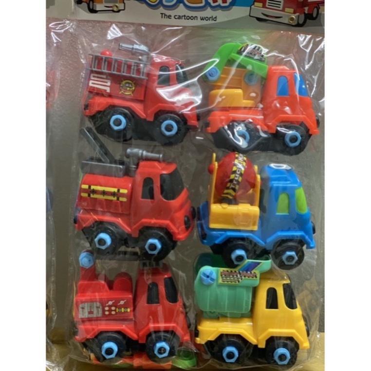 ⚡️[KHO Sỉ - RẺ VÔ ĐỊCH] [RẺ VÔ ĐỊCH] [Đồ Chơi Lắp Ráp] Set 6 xe công trình, xe cứu hỏa tặng kèm bộ tovit Tháo LẮp dễ dàn