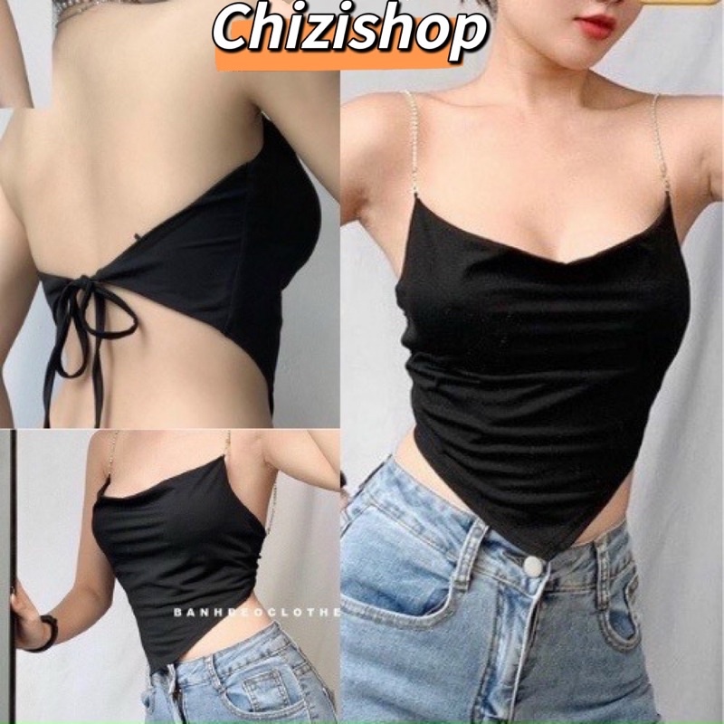 [HOT] ÁO CROPTOP THUN PHỐI XÍCH NỮ THẮT DÂY LƯNG TÀ NHỌN VẢI MỀM MỊN MÙA HÈ NĂNG ĐỘNG SEXY CÓ XÍCH CHIZI S