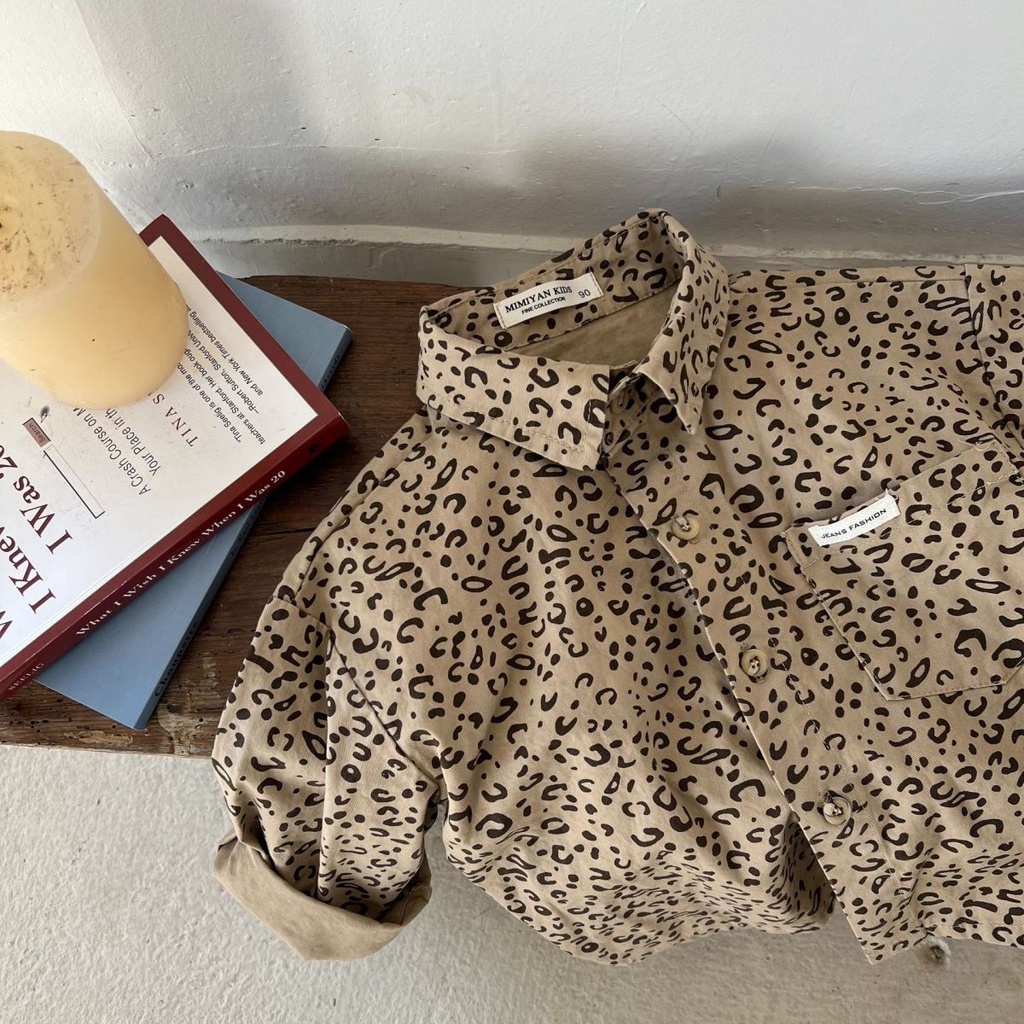 Áo Sơ Mi Cotton Mỏng In Họa Tiết Da Báo Thời Trang Hàn Quốc Nhật Bản 2022 Cho Bé Trai