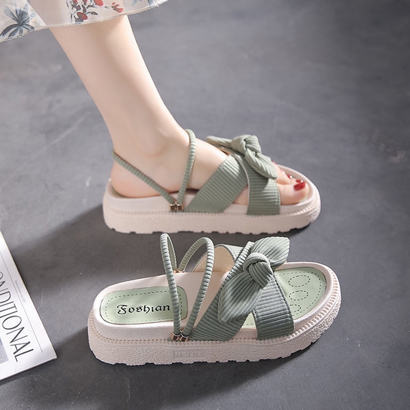 Dép Sandal Đế Phẳng Dày Dặn Phong Cách Thời Trang Mùa Hè 2022 3-5cm Dành Cho Nữ