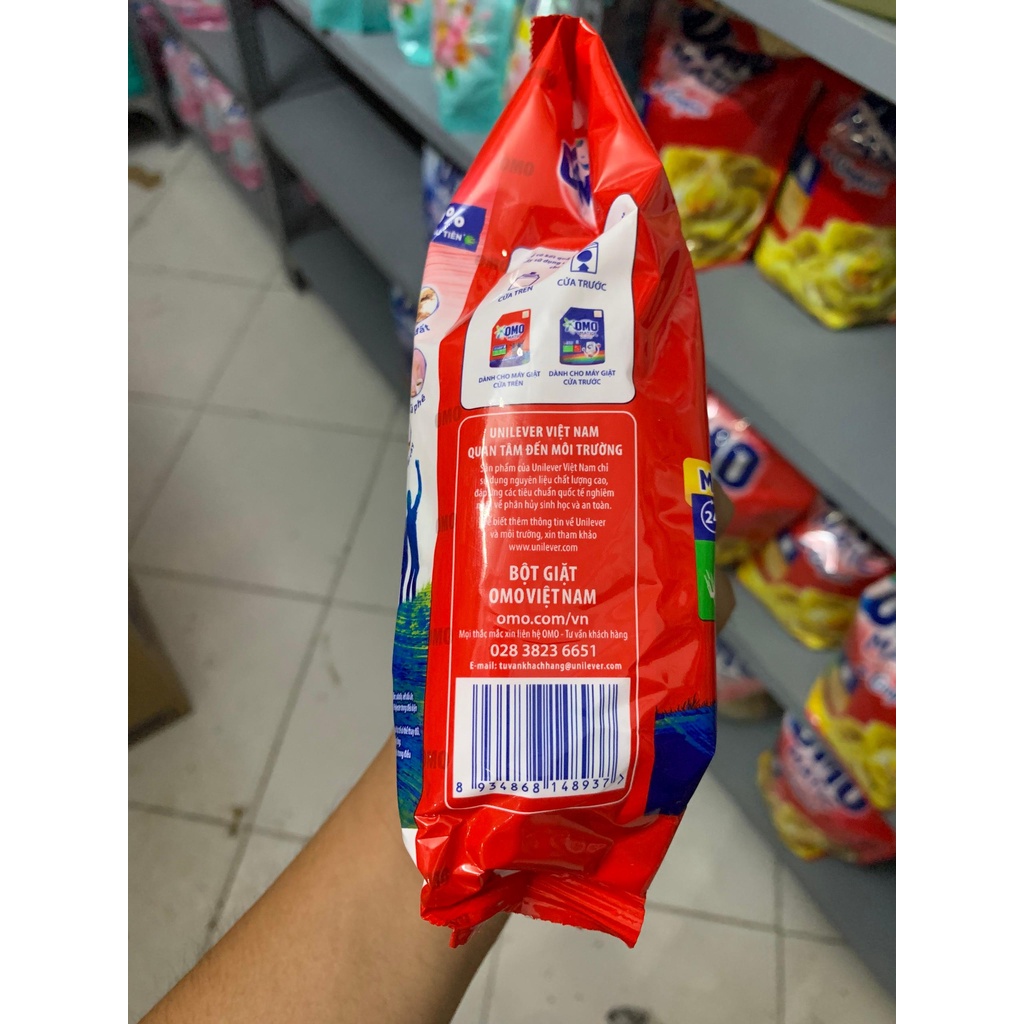 Combo 5 Túi Bột giặt Omo Đỏ Hệ Bọt Thông Minh Gói 380 g x5
