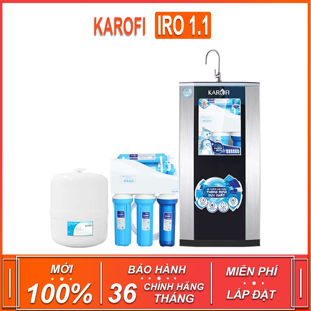 Máy lọc nước tinh khiết  KAROFI IRO 1.1 , công suất lọc 20L/H ( Xuất sứ Việt Nam - Bảo hành 36 tháng )