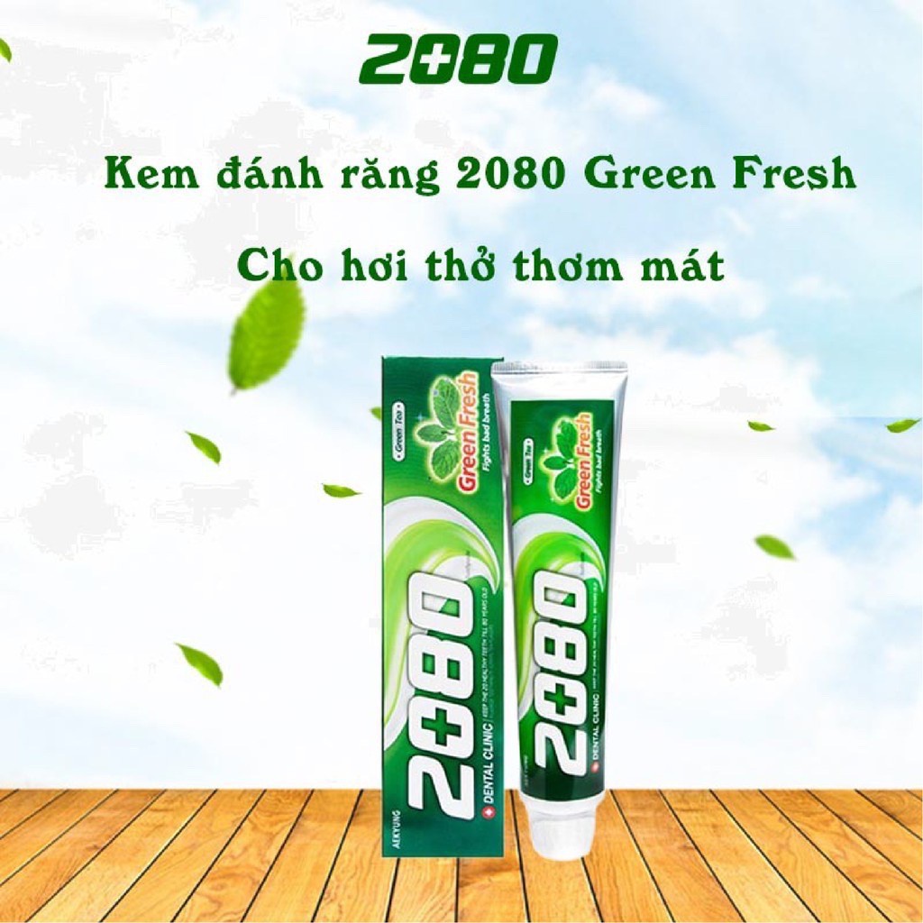 Kem Đánh Răng Chính Hãng Hàn Quốc.2080 Green Fresh Trà Xanh 120 gam